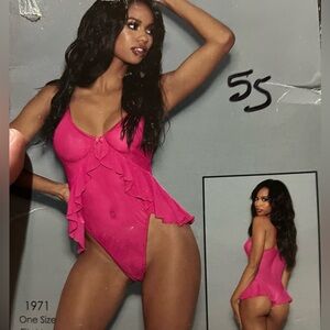 Pink Ruffled Women's Bodysuit
